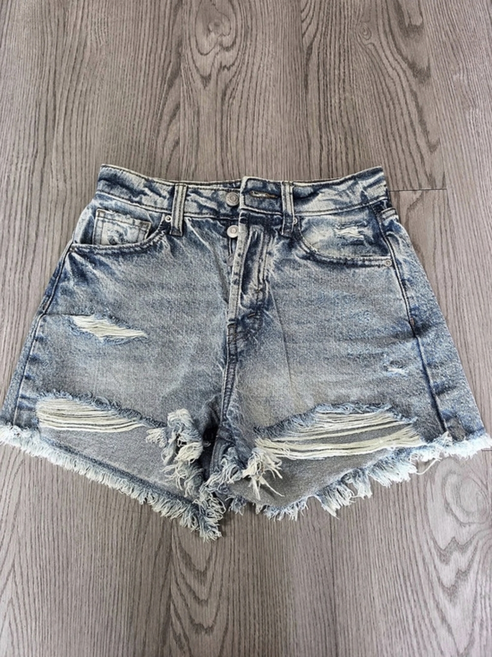 will & table Distressed Denim Jean Shorts in Blue